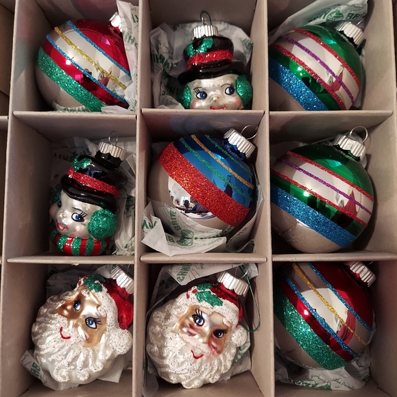 Christopher Radko Shiny Brite 9 Glass Christmas Ornaments - Picture 2 of 6